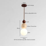 Mid Century LED Hanglamp Hout & Geel Travertijn – Modern Design