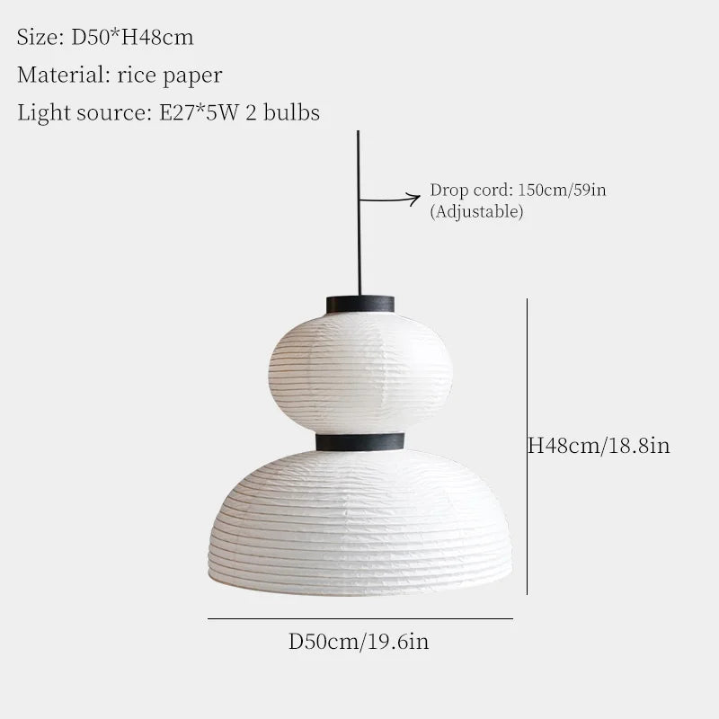 Wabi-Sabi Hanglamp – Japanse Rijstpapier LED Pendel