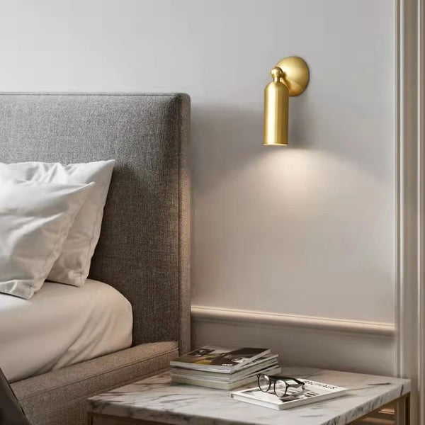 Koperen LED Wandlamp – Moderne Bedlamp, Draaibaar, Goud/Zwart