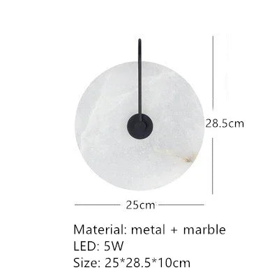 Ronde Marmeren Wandlamp – Nordic Minimalistisch LED Bedlamp