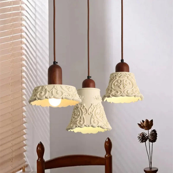 Antieke Hanglamp Resin – Retro Bloemen Design, E27, Franse Stijl