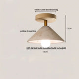 Nordic Plafondlamp LED Travertin & Hout – Modern Ellips Design