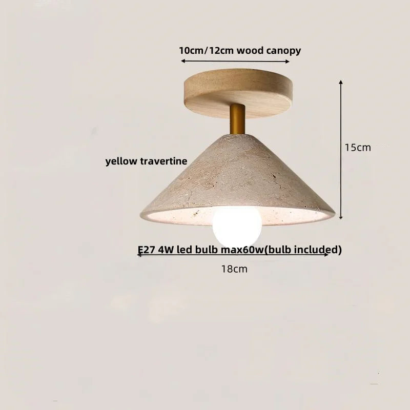 Nordic Plafondlamp LED Travertin & Hout – Modern Ellips Design