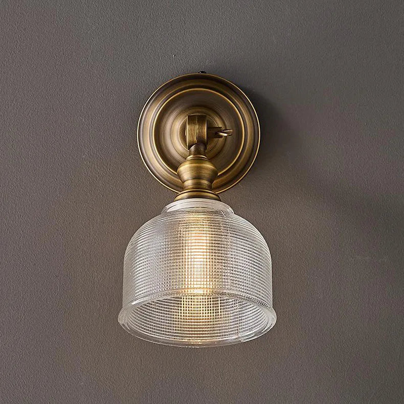 Koperen Wandlamp – Vintage LED Sconce met Helder Glas E14