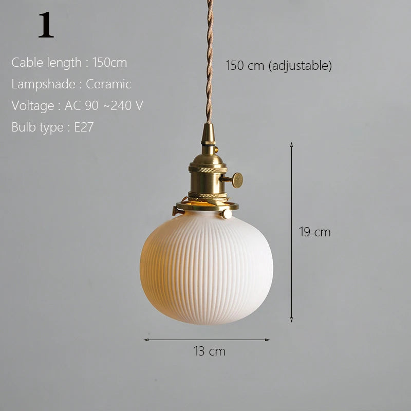 Japanse Keramische Hanglamp – Scandinavische Witte Plafondlamp E27