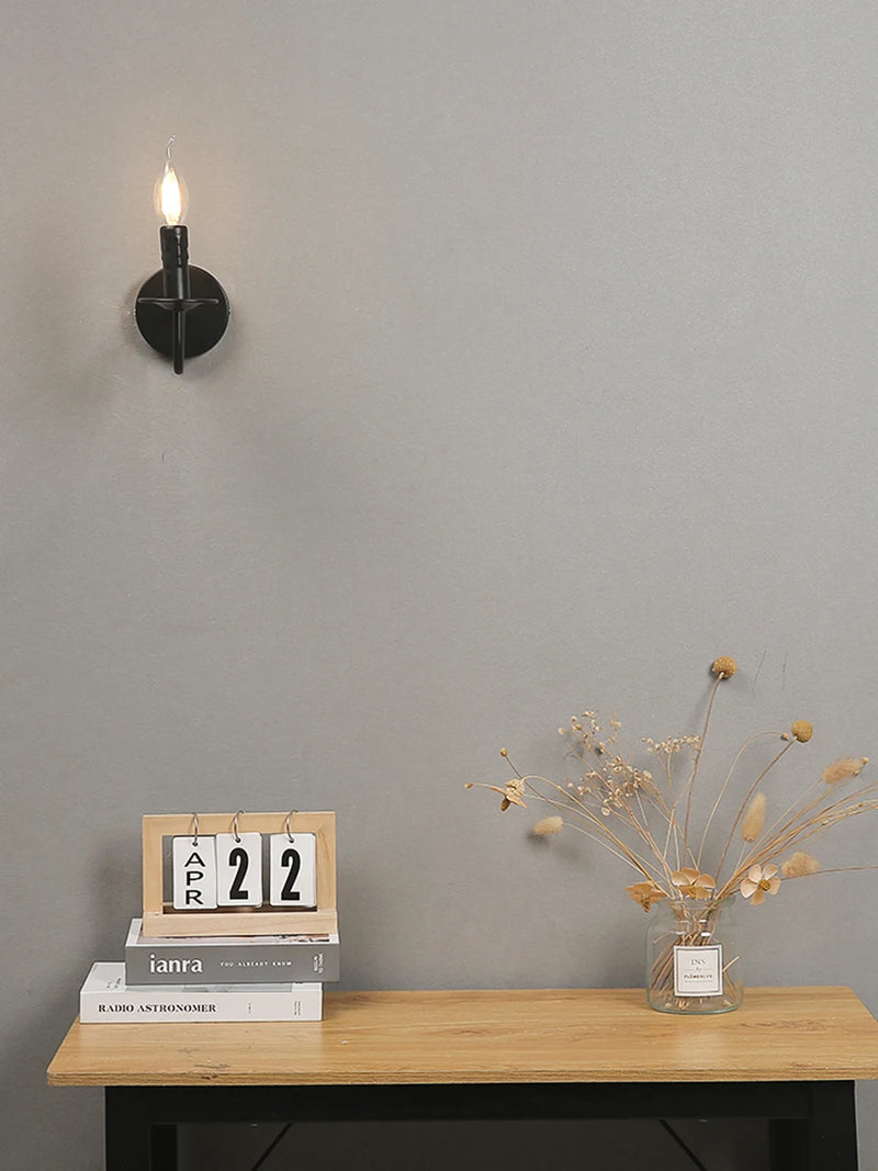 Nordic Wandlamp Kaarsstijl Retro Metaal E14 Slaapkamer Bedlamp