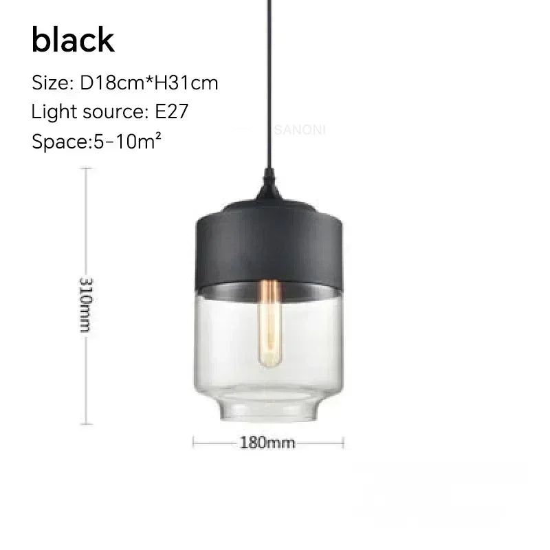 Nordic LED Hanglamp Glas & Hout – Moderne Plafondlamp E27