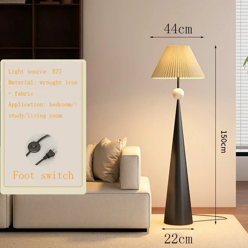 Wabi-Sabi Vloerlamp – Minimalistisch Japans Design met Stoffen Kap
