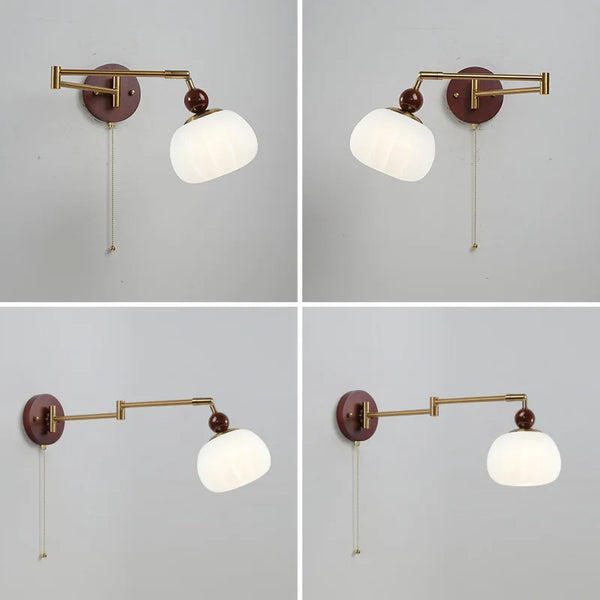 Wandlamp Nordic Wit Pompoen – LED, E27, Draaibare Arm, Moderne Stijl