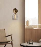 Koperen Wandlamp – Vintage LED Sconce met Helder Glas E14
