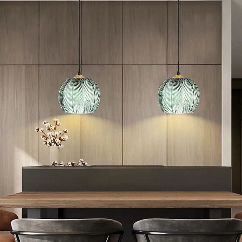 Nordic Hanglamp Glas Groen Bladmotief E27 Modern Woonkamer Slaapkamer