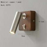 Wandlamp met Schakelaar – Hout & Messing, Goud/Zilver, E27 LED