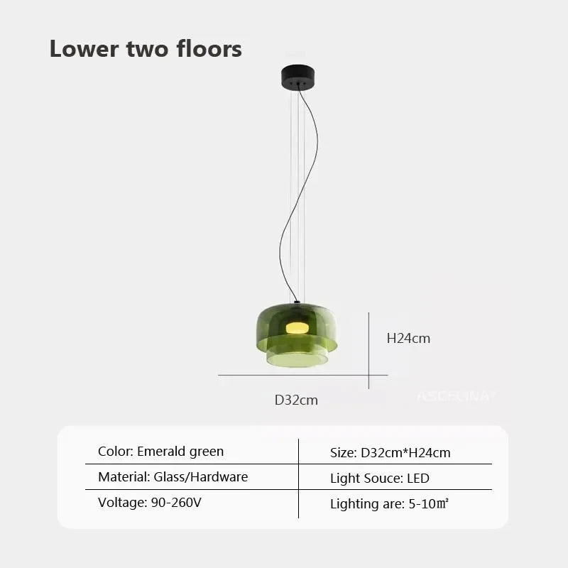 Nordic LED Hanglamp van Glas – Kleurrijke Moderne Plafondlamp