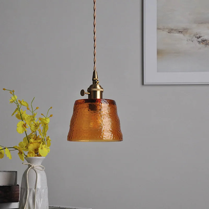 Nordic Japans Glazen Hanglamp Polished Copper Voor Slaapkamer & Eettafel