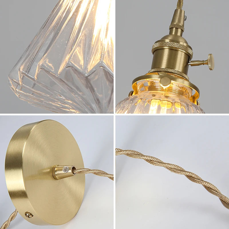 Moderne Franse Retro Hanglamp – Gouden Glazen LED Plafondlamp Eetkamer