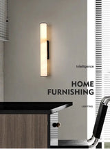Marmeren Wandlamp – Luxe Messing LED Cilinder 30–60cm