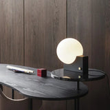Deense Tafellamp LED Glas Bol RVS Basis Voor Slaapkamer
