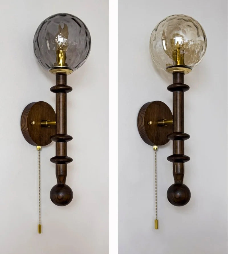 LED Wandlamp Glas & Hout – Vintage Bedlamp voor Woonkamer