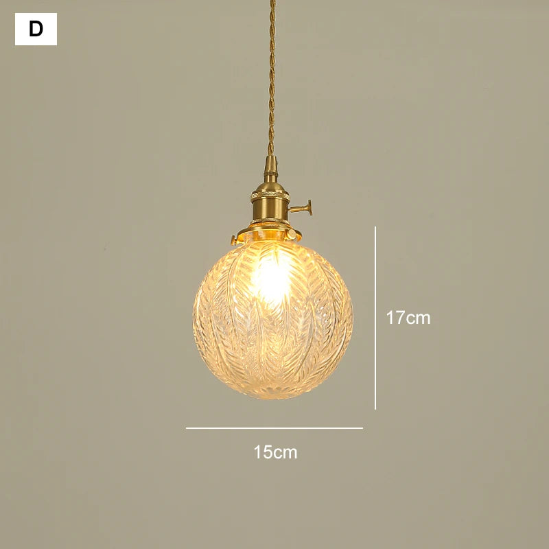 Moderne Franse Retro Hanglamp – Gouden Glazen LED Plafondlamp Eetkamer