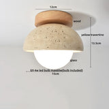 Nordic Plafondlamp LED Travertin & Hout – Modern Ellips Design