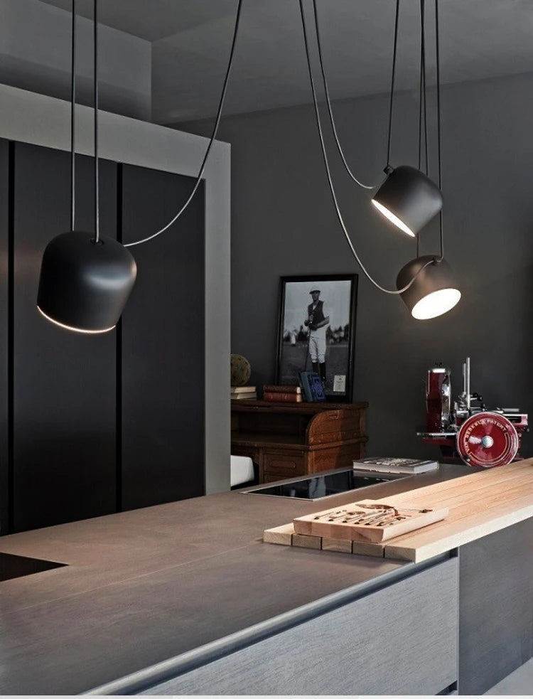 Nordic Hanglamp Drum E27 Aluminium Zwart
