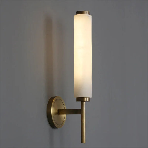 Marmeren Wandlamp – Moderne LED Bedlamp met Messing Accenten