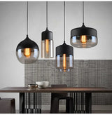 Nordic LED Hanglamp Glas & Hout – Moderne Plafondlamp E27