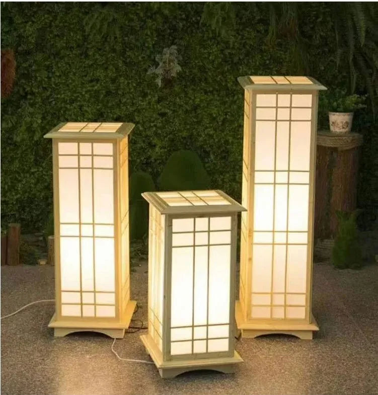Japanse Houten Vloerlamp – LED Staande Lamp E27 3 Maten