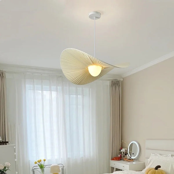 Nordic Beige Stoffen LED Hanglamp – Moderne Dimbare Plafondlamp