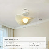 Nordic Beige Plissé Stoffen LED Hanglamp – Dimbare Design Plafondlamp