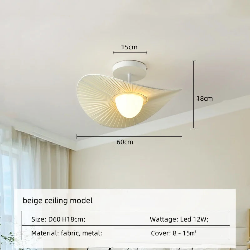 Nordic Beige Stoffen LED Hanglamp – Moderne Dimbare Plafondlamp
