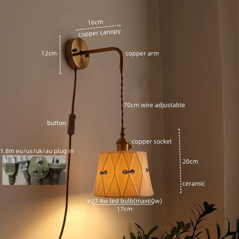 Wandlamp Keramiek & Koper – LED, Wit, E27, Up/Down, Moderne Stijl