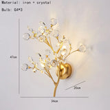 Kristallen Wandlamp Gouden Takken – LED G4 Slaapkamer & Woonkamer