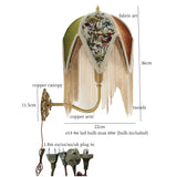 Vintage LED Wandlamp met Stoffen Kwast – Bedlamp Koperen Arm
