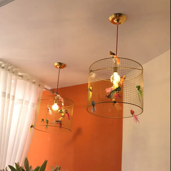 Nordic LED Birdcage Hanglamp Goud – Art Deco Restaurant & Woonkamer