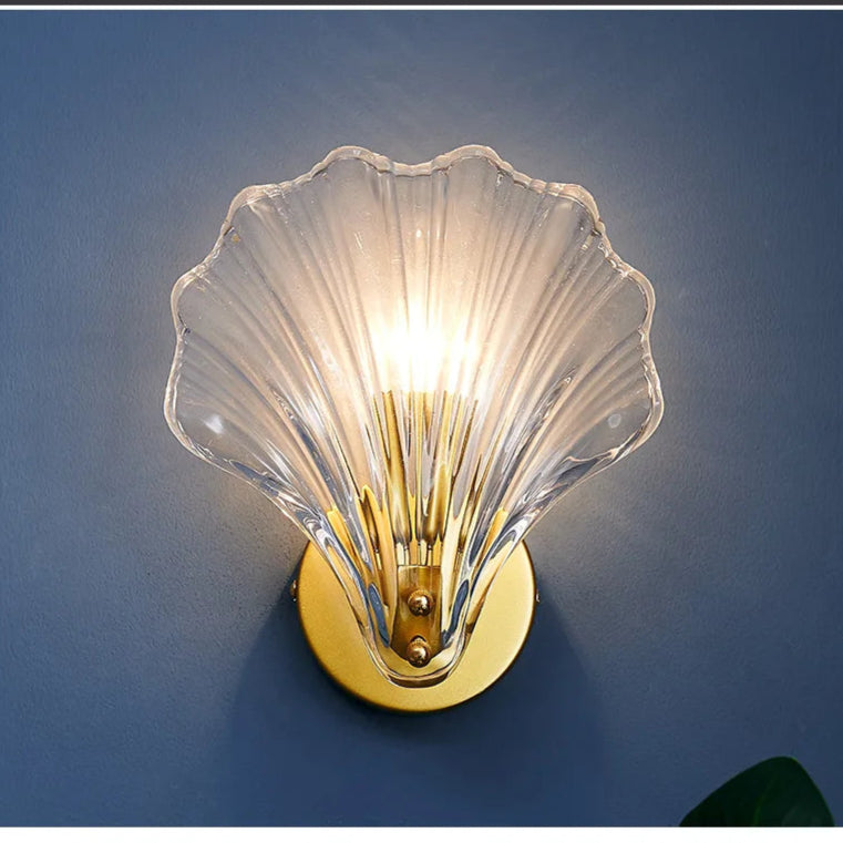 Nordic Glas Shell Wandlamp E14 – Modern Bedlamp voor Slaapkamer & Gang