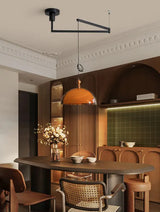 Rond Bruin Acryl Hanglamp Met Donker Hout Voor Eetkamer & Slaapkamer
