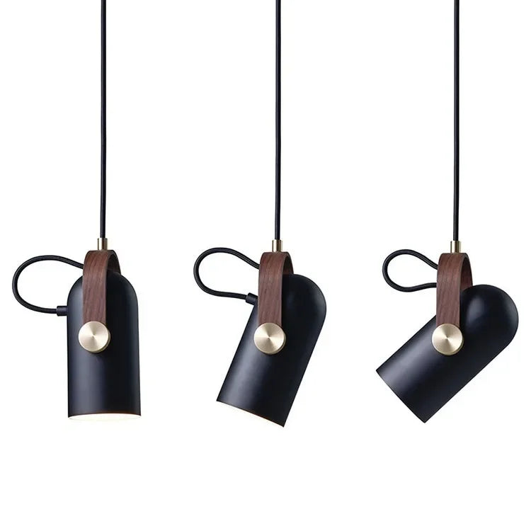Minimalistische Nordic LED Hanglamp Zwart – E27, Metaal & Hout, D10xH22cm