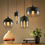 Nordic LED Hanglamp Glas & Hout – Moderne Plafondlamp E27