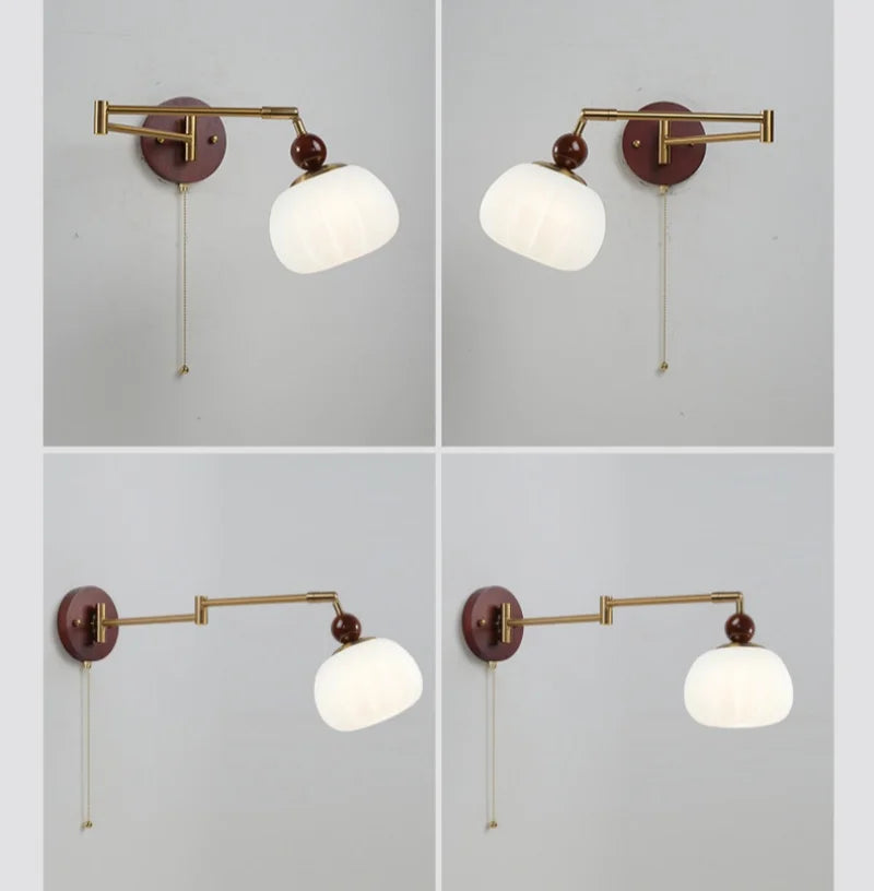 Wandlamp Nordic Wit Pompoen – LED, E27, Draaibare Arm, Moderne Stijl