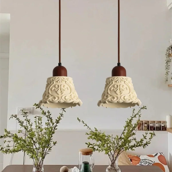 Antieke Hanglamp Resin – Retro Bloemen Design, E27, Franse Stijl
