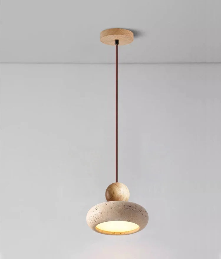 Travertin LED Hanglamp – Japanse Stijl Steen Pendant Light