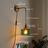 Groene Glas & Koper LED Wandlamp – Vintage Retro Wandverlichting E27