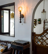 LED Wandlamp Glas & Hout – Vintage Bedlamp voor Woonkamer