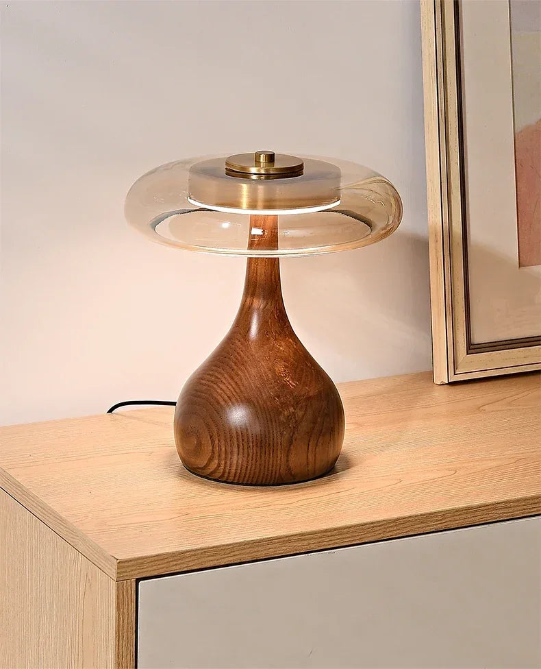Retro Franse Tafellamp LED Glas & Hout Voor Slaapkamer & Studie