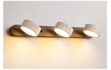 Travertin Wandlamp Rotatie – Natuursteen & Hout LED Bedlamp