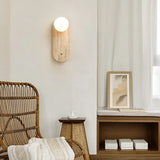 Travertin Wandlamp met Glazen Bol – Natuursteen G9 LED Sconce