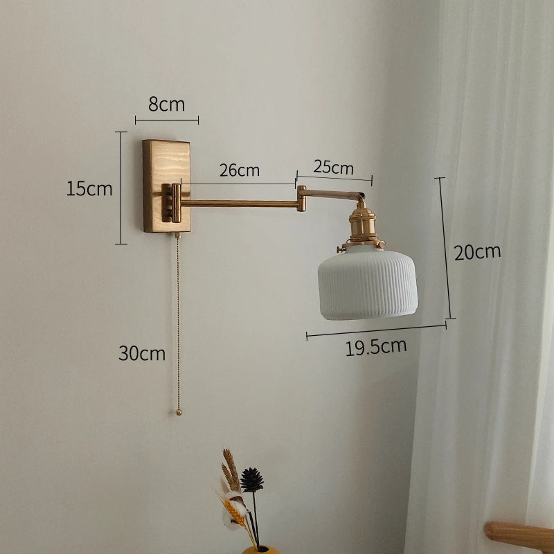 Nordic LED Wandlamp Keramiek – Moderne Sconce met Trekschakelaar