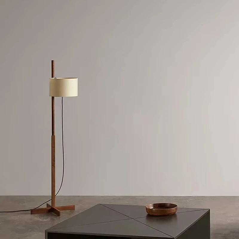 Retro Walnoot Houten Vloerlamp LED – Verstelbaar voor Woon- & Slaapkamer