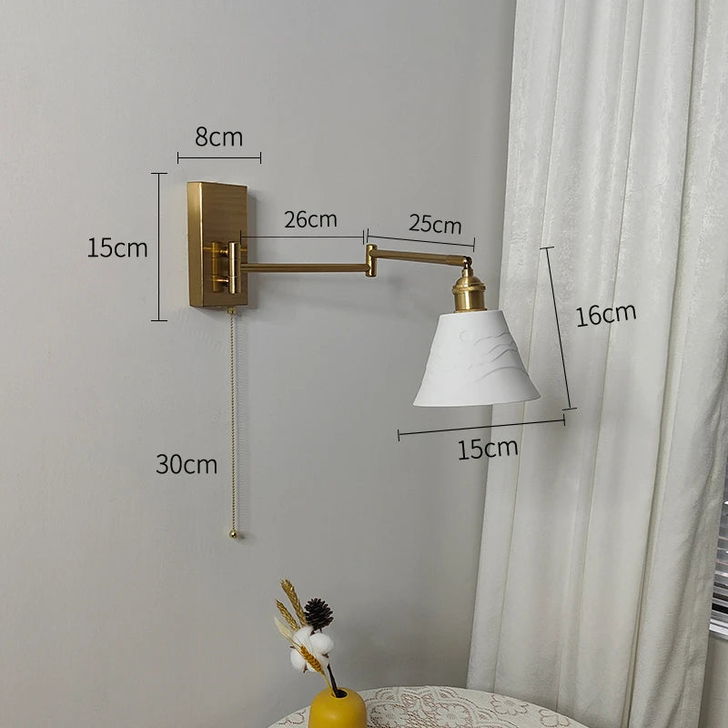 Nordic LED Wandlamp Keramiek – Moderne Sconce met Trekschakelaar